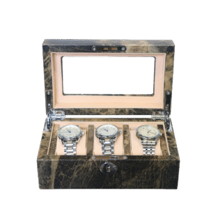 Handcrafted Solid Wood Triple Watch Boxes  Velvet-Lined 3-Slot Watch Display & Storage Case3085