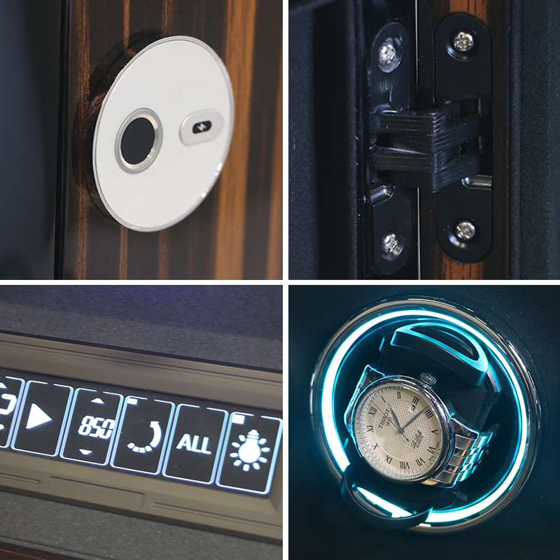 Luxury 6 Watch Winder Box with Quiet Motor - Ebony Stripe Wood & Glass Display Case for Automatic Watches 1041 - Image 5