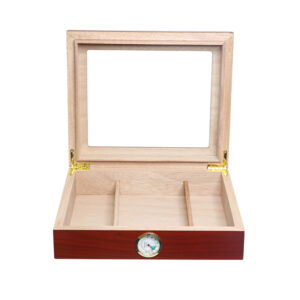 Glass Top Cigar Humidor Box | Handcrafted Solid Wood Display Case with Digital Hygrometer