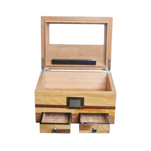 Spanish Cedar Wood Cigar Humidor Box | 50-Cigar Capacity Desktop Humidor