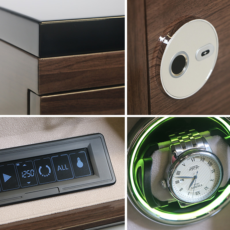 High-Gloss Solid Wood two Custom Watch Winder | Home Smart Fingerprint Lock Security System 1031 - Image 6