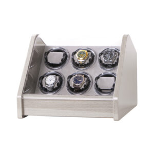 Modern 6 Watch Winder with LED Lighting - Carbon Fiber Exterior for Home Office Decor