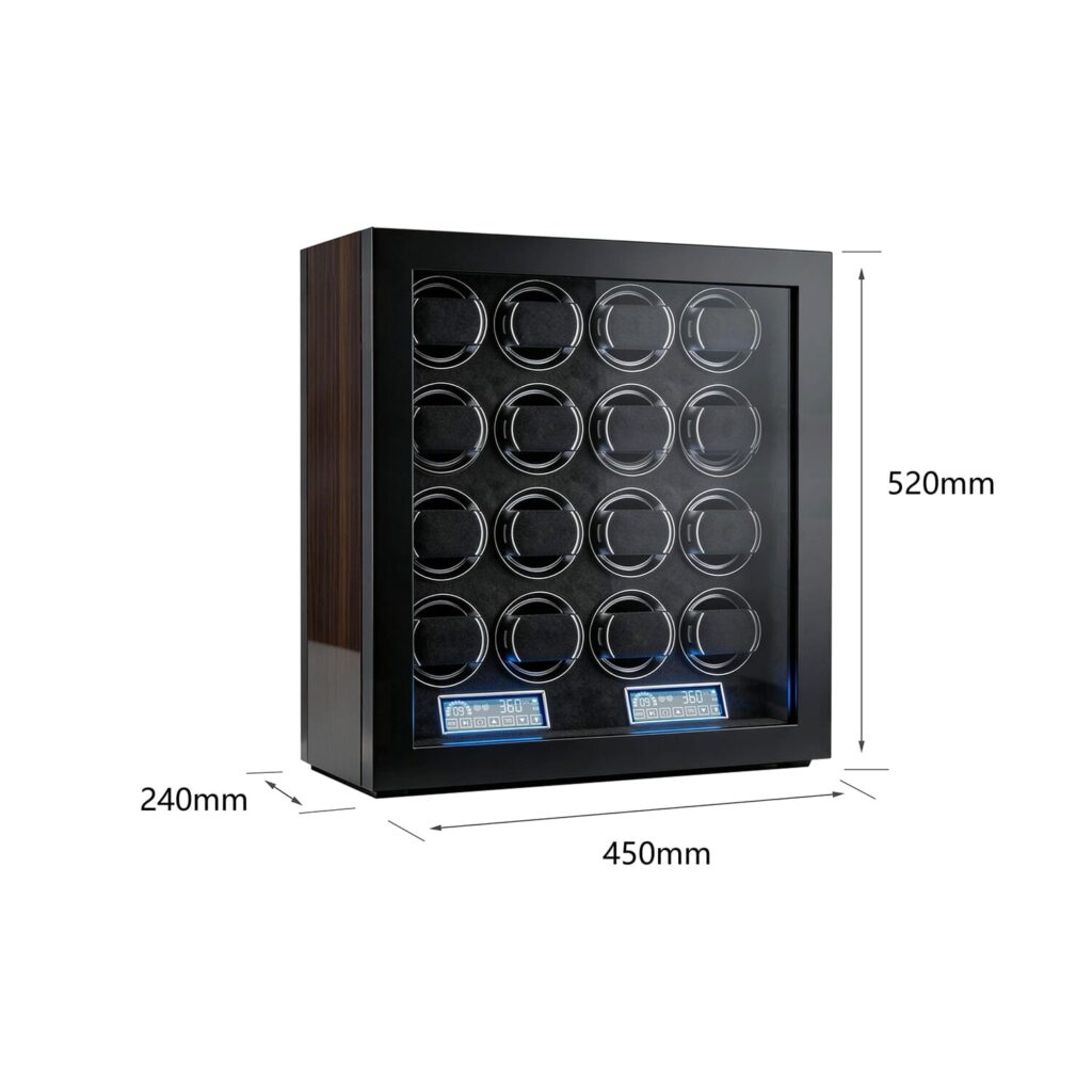Twing-pak Automatic 16 Watch Winder Box Display Fingerprint Unlock LCD RGB Light插图3