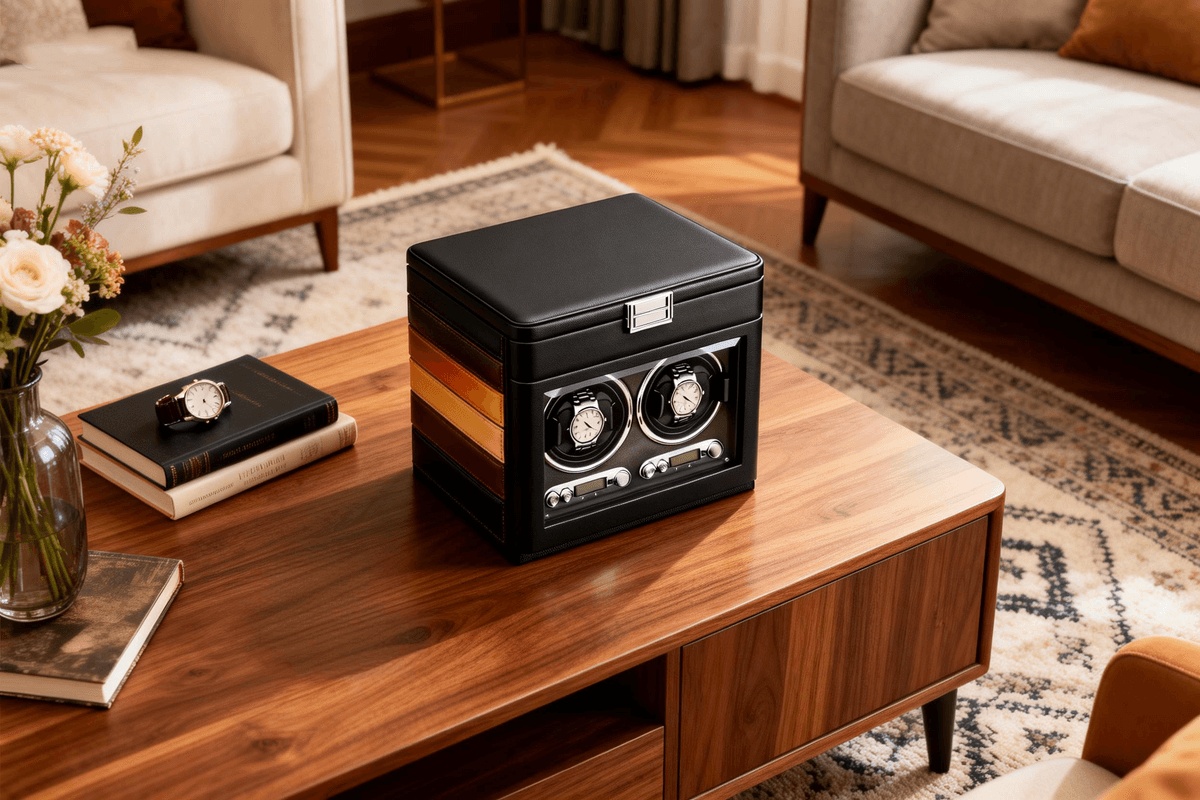 Luxury Automatic Single Watch Winder – Ultra Quiet Motor, Premium Leather Case, Multi-Speed Settings, Elegant Watch Storage Box for Mech anical Watches 9302插图
