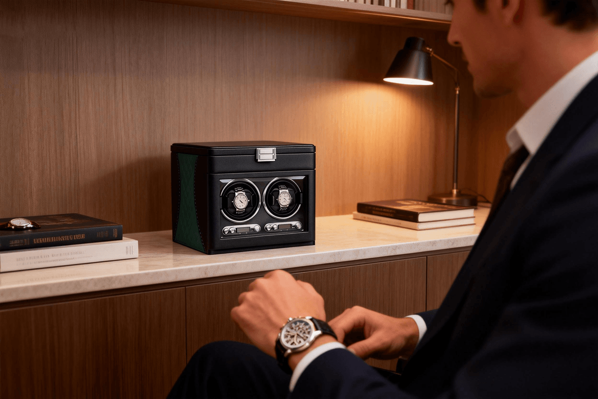 Luxury Automatic Single Watch Winder – Ultra Quiet Motor, Premium Leather Case, Multi-Speed Settings, Elegant Watch Storage Box for Mech anical Watches 9302插图1