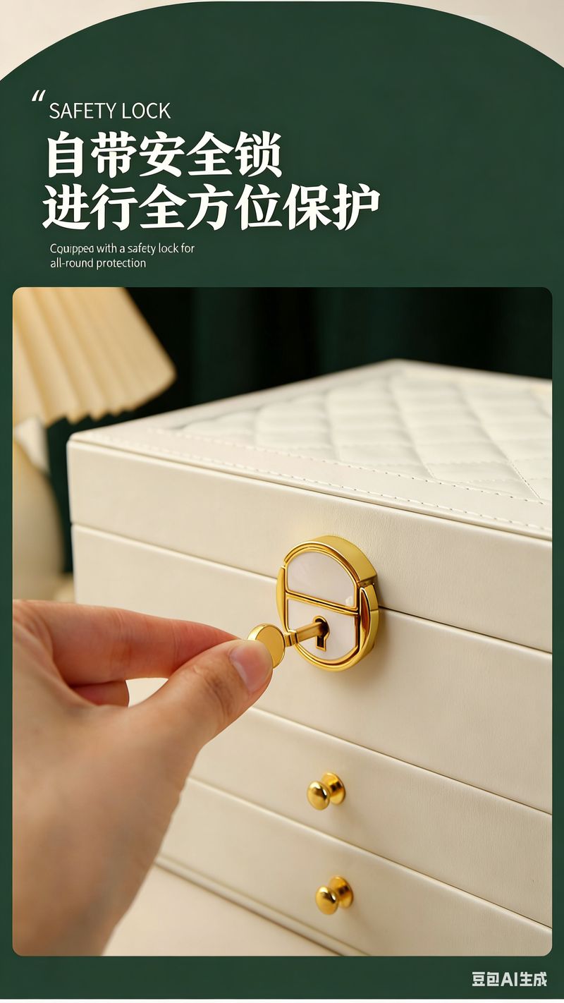 High-end exquisite jewelry storage box for earrings, ear studs, necklaces,3-layer jewelry storage box, gold accessories, large capacity jewelry case插图4