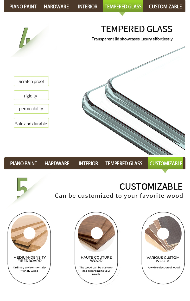 Light Luxury Solid Wood Watch Display Box with Lock Wristwatch Home Storage Gift Box WB-2610插图4