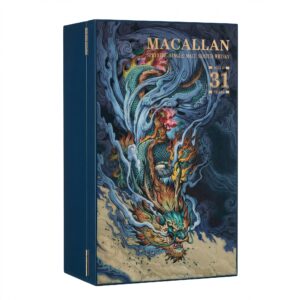 Macallan 31 Years "Azure Dragon" Solid Wood Piano Paint Wine Box | Seal Time with Oriental Aesthetics WE-1209