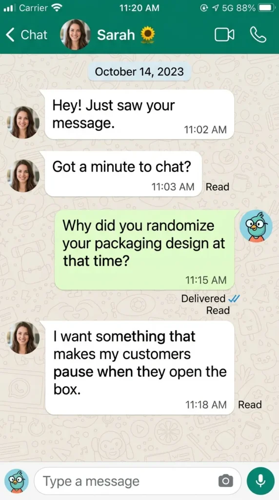 No Jewelry Box Design – Can I Still Work with a Factory? — From a 19-Year Premium Wood Box Manufacturer插图4 Chat records with customers on WhatsApp