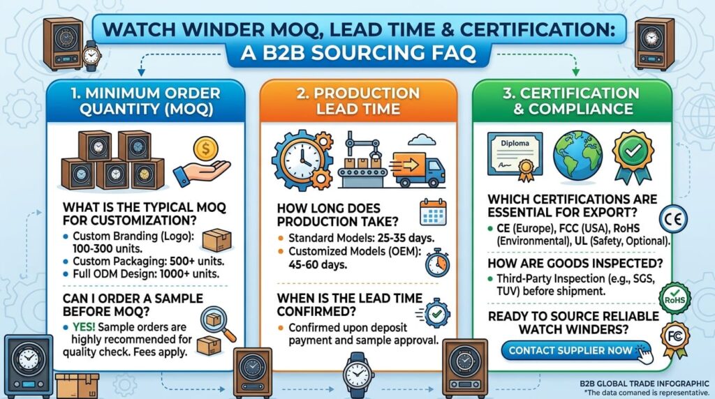 Watch Winder MOQ, Lead Time & Certification: A B2B Sourcing FAQ