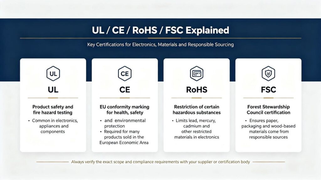 UL CE RoHS FSC Explained